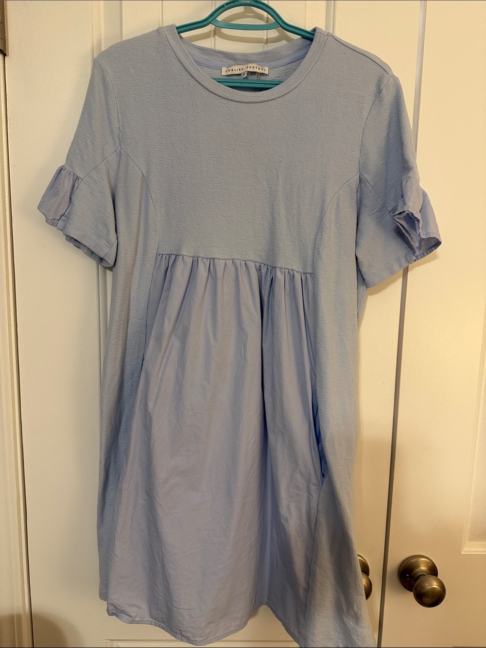 English Factory Light Blue Ruffle-Sleeve Casual Dress